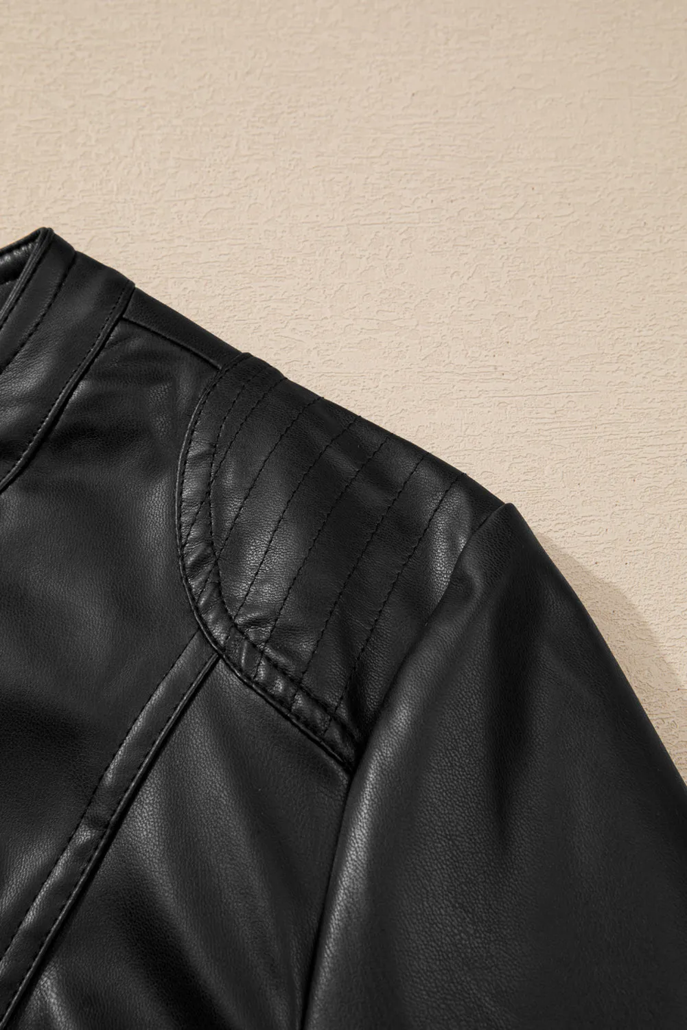 KaleaBoutique Solid Faux Leather Zipper Slim Fit Bomber Jacket