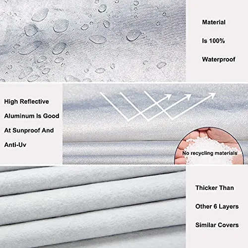 Kayme 6 Layers Car Cover Waterproof All Weather for Automobiles, Outdoor Full Cover Rain Sun UV Protection with Zipper Cotton, Universal Fit for Sedan (Up to 177 inch)