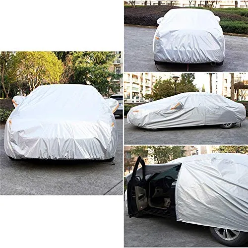 Kayme 6 Layers Car Cover Waterproof All Weather for Automobiles, Outdoor Full Cover Rain Sun UV Protection with Zipper Cotton, Universal Fit for Sedan (Up to 177 inch)