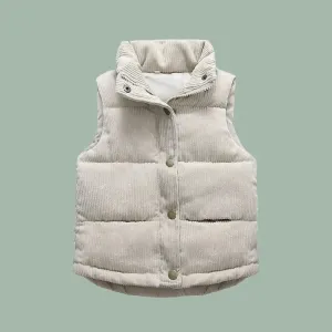 Kids Puffer Vest in Taupe