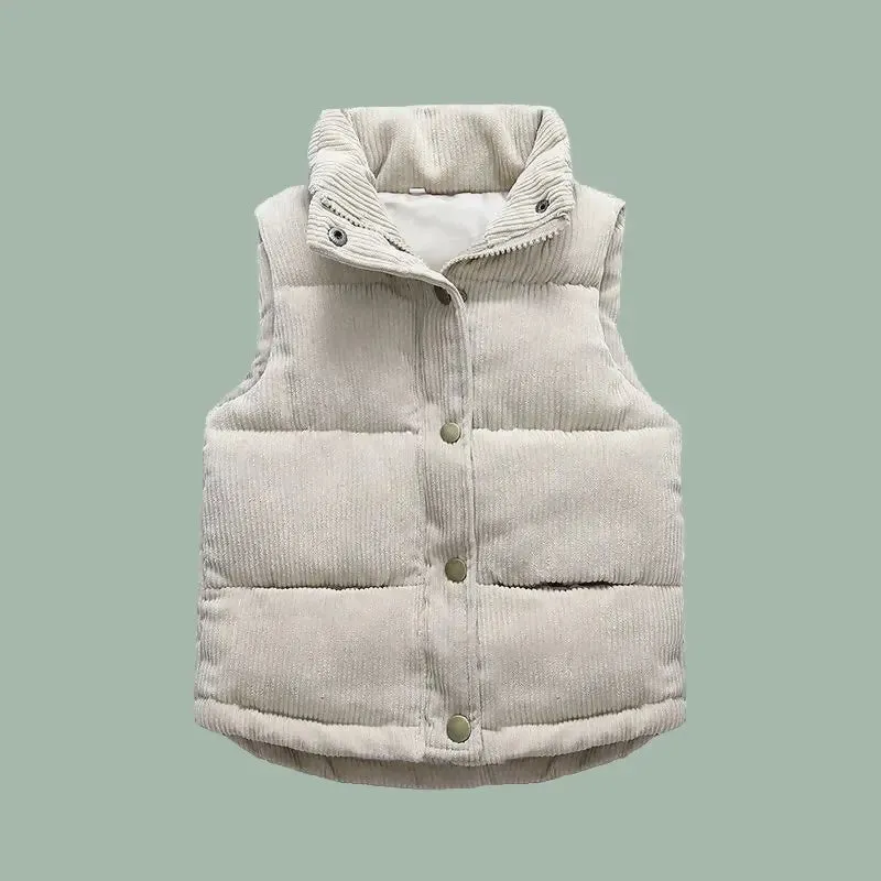 Kids Puffer Vest in Taupe