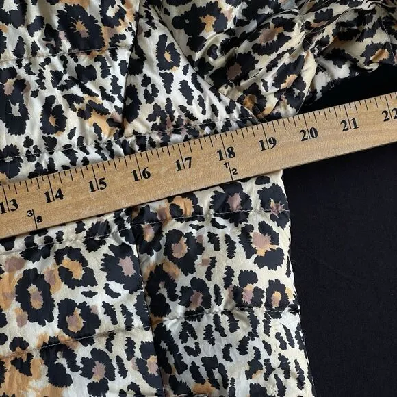 Kosiuko Animal Print Down Jacket Womens Small Full Zip Hooded Lightweight Puffer