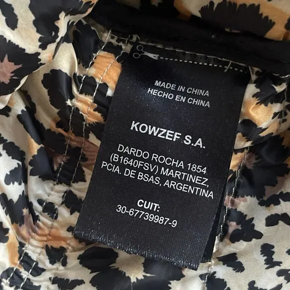 Kosiuko Animal Print Down Jacket Womens Small Full Zip Hooded Lightweight Puffer