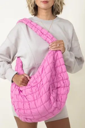 Large Quilted Puffer Carryall Bag for Women in Pink | QBS320125-PINK