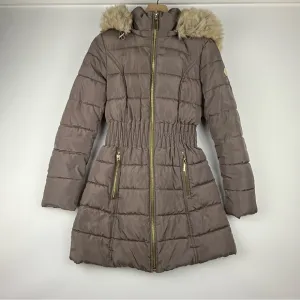 Laundry by Shelli Segal Puffer Coat – Women’s XS – Belted Waist, Faux Fur Hood