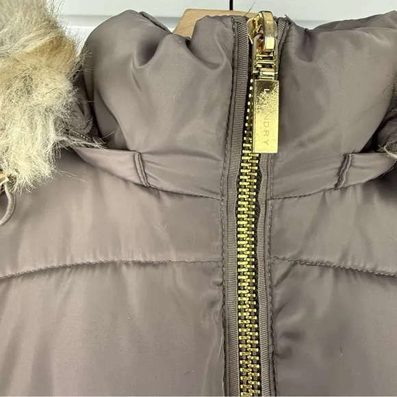 Laundry by Shelli Segal Puffer Coat – Women’s XS – Belted Waist, Faux Fur Hood