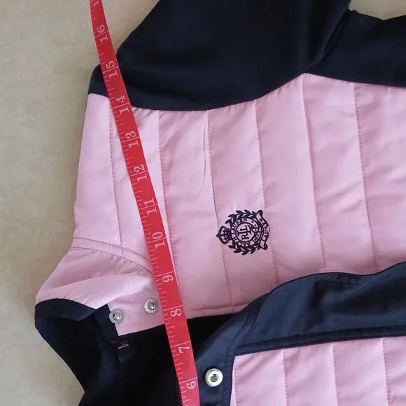 Lauren Ralph Lauren Black &amp; Pink Puffer lightweight crest jacket PS