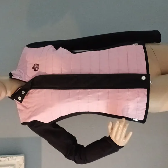 Lauren Ralph Lauren Black &amp; Pink Puffer lightweight crest jacket PS