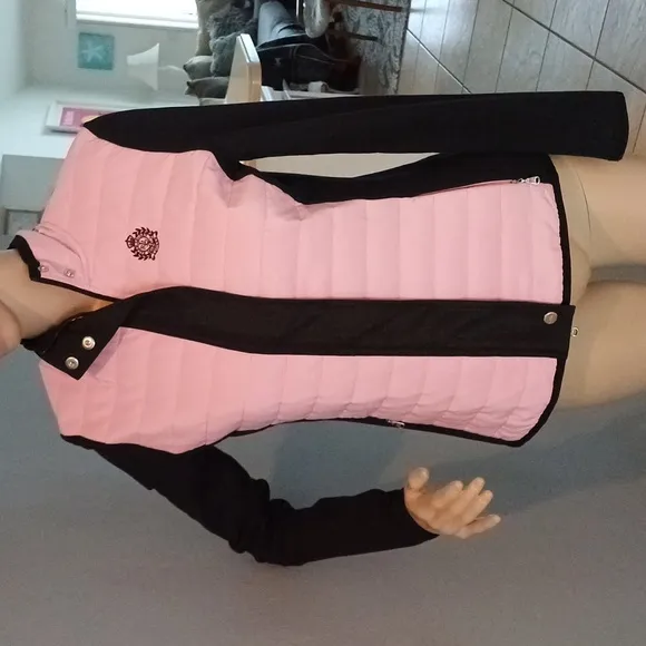 Lauren Ralph Lauren Black &amp; Pink Puffer lightweight crest jacket PS