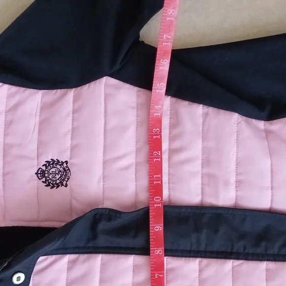 Lauren Ralph Lauren Black &amp; Pink Puffer lightweight crest jacket PS