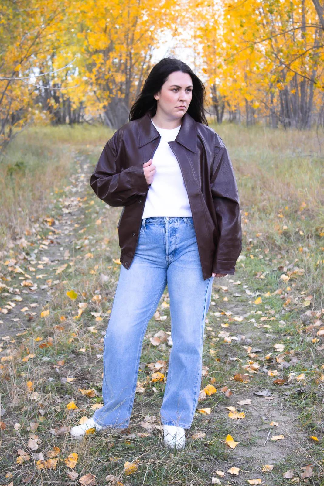 Layla Faux Leather Bomber Jacket