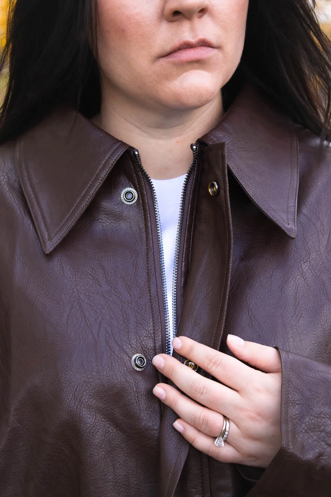 Layla Faux Leather Bomber Jacket