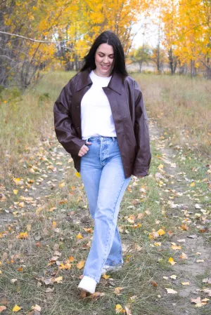 Layla Faux Leather Bomber Jacket