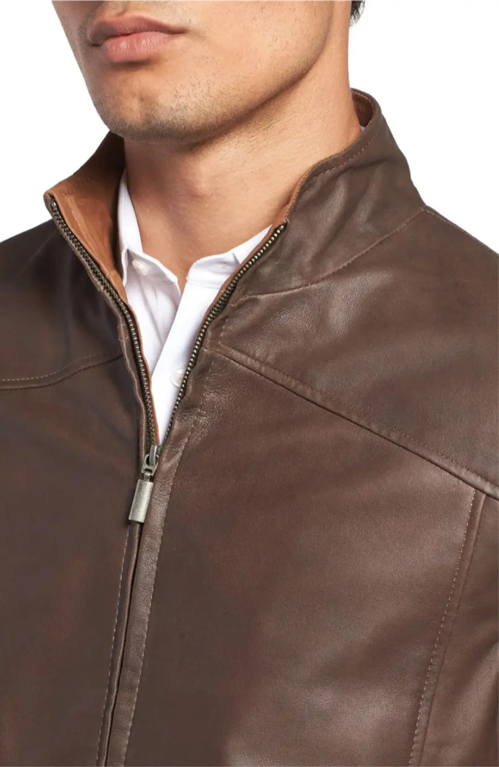 LEATHER BOMBER JACKET