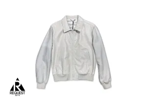 Leather Debossed Monogram Bomber Jacket "Cream"