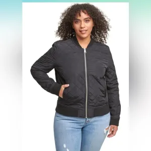 Levi's Women Quilted Puffer Bomber Jacket - Black , Size LARGE