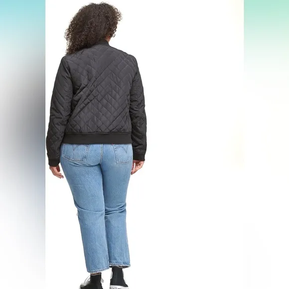 Levi's Women Quilted Puffer Bomber Jacket - Black , Size LARGE