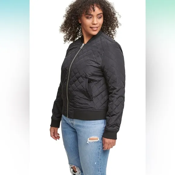 Levi's Women Quilted Puffer Bomber Jacket - Black , Size LARGE