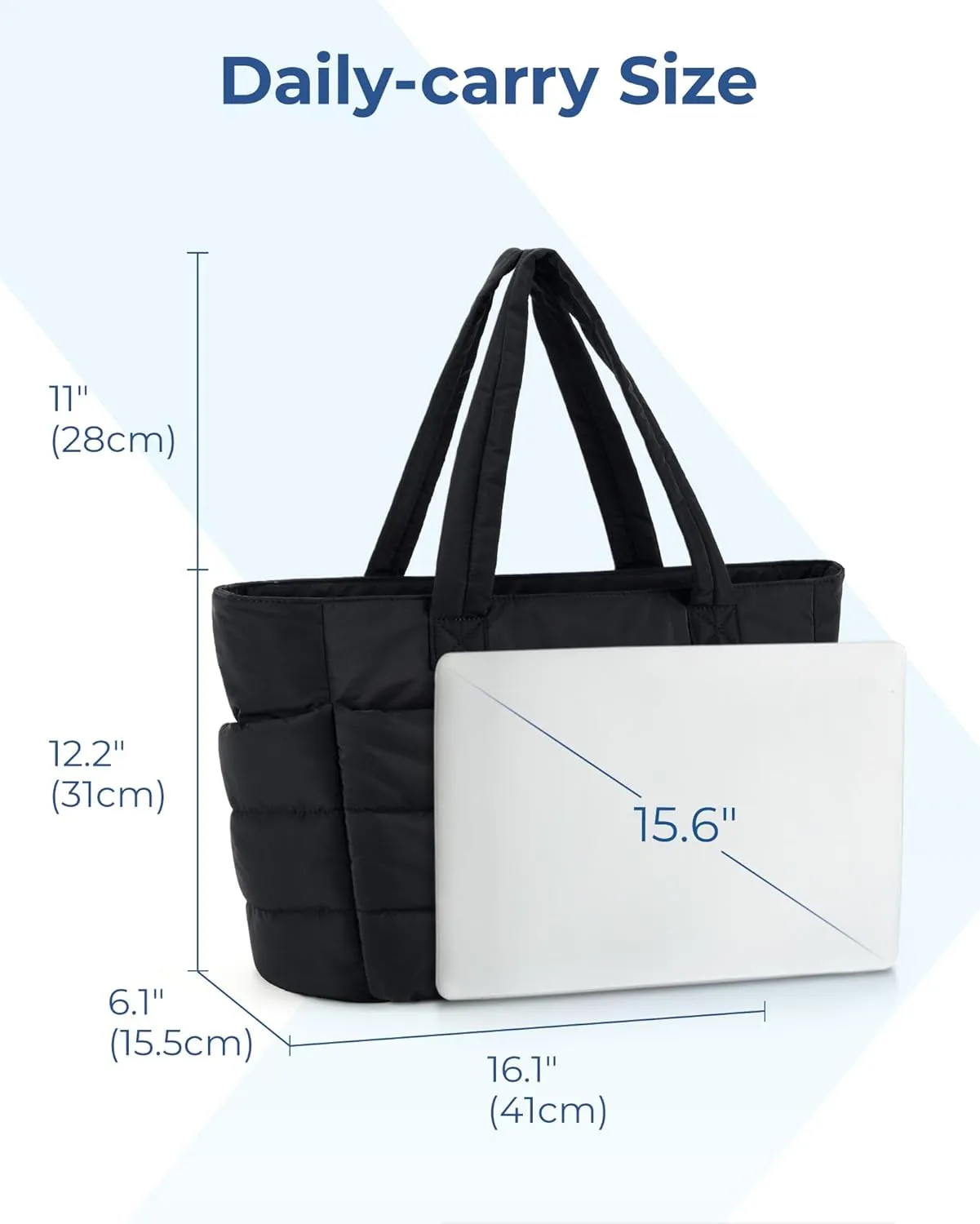 Lightweight Puffy Tote Bag for Women with Compartments, Quilted Shoulder Bag