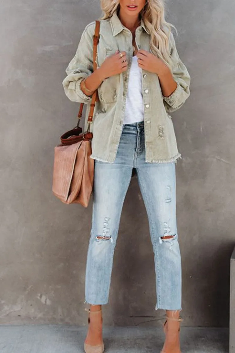 Lightweight Sage Denim Jacket