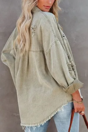Lightweight Sage Denim Jacket