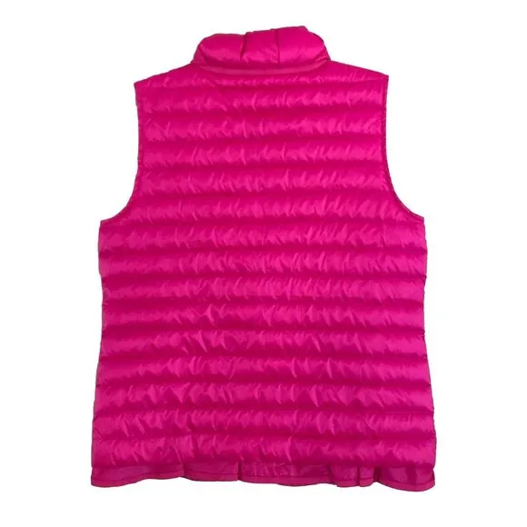 Lilly Pulitzer Cora Down Puffer Vest Womens Size S Pink Ruffle Tassel Zip Pull