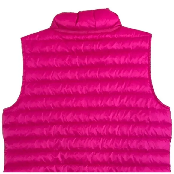 Lilly Pulitzer Cora Down Puffer Vest Womens Size S Pink Ruffle Tassel Zip Pull