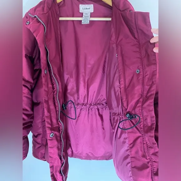 L.L. Bean Women's Goose Down Puffer Jacket Winter Coat Zip Red Size M Outerwear