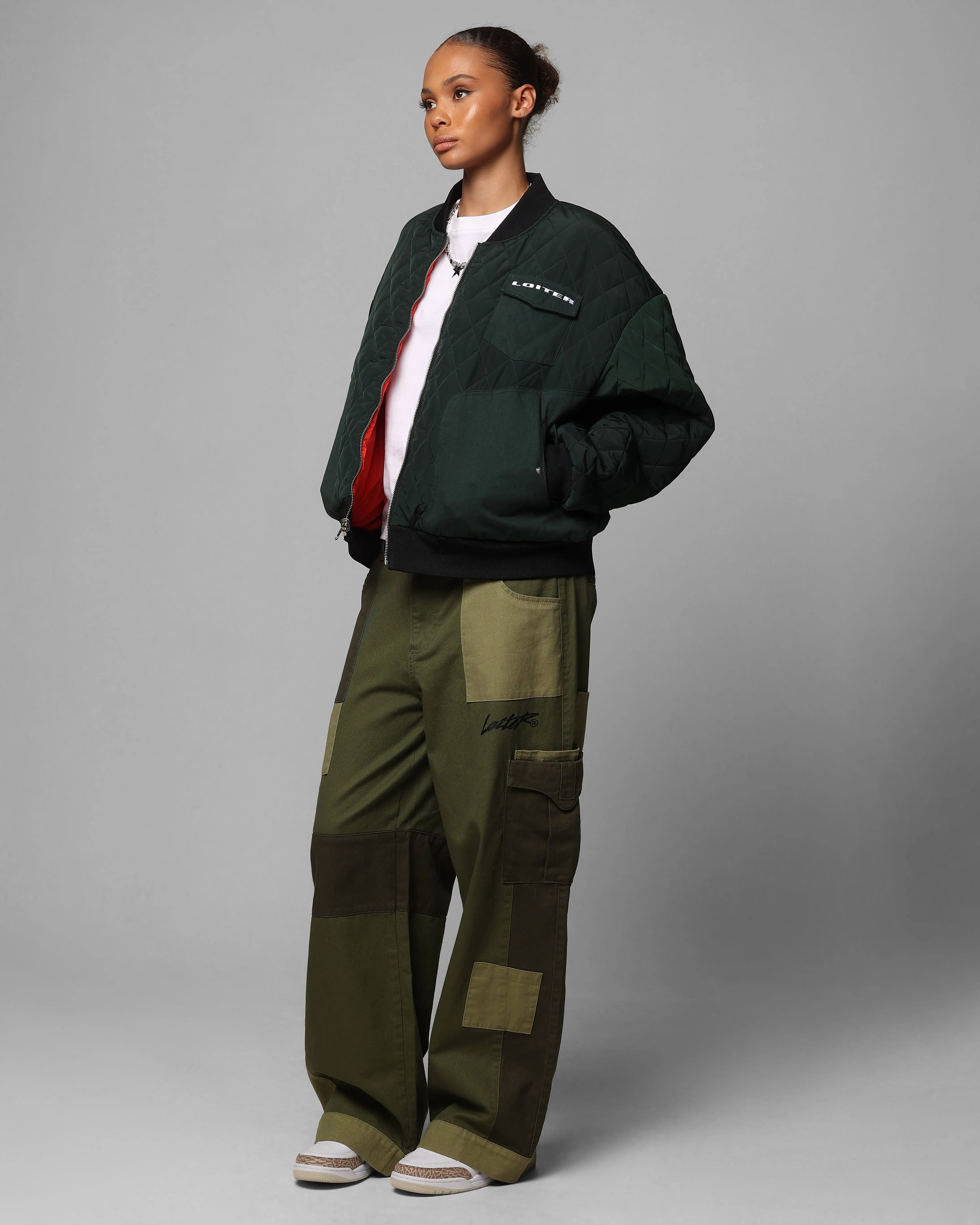 Loiter Cyber Reversible Bomber Jacket Red/Green