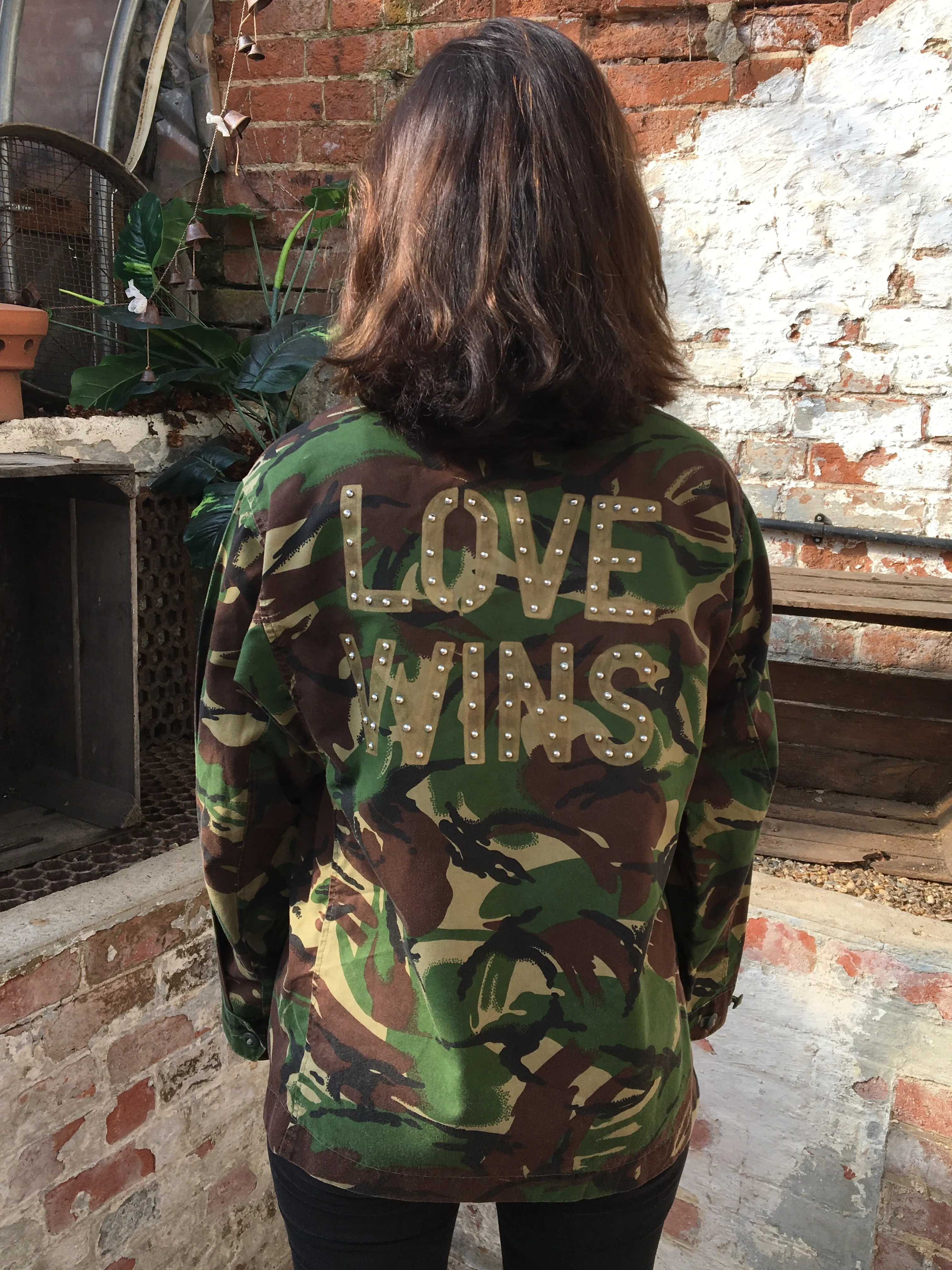 'Love Wins' Green Camo Jacket