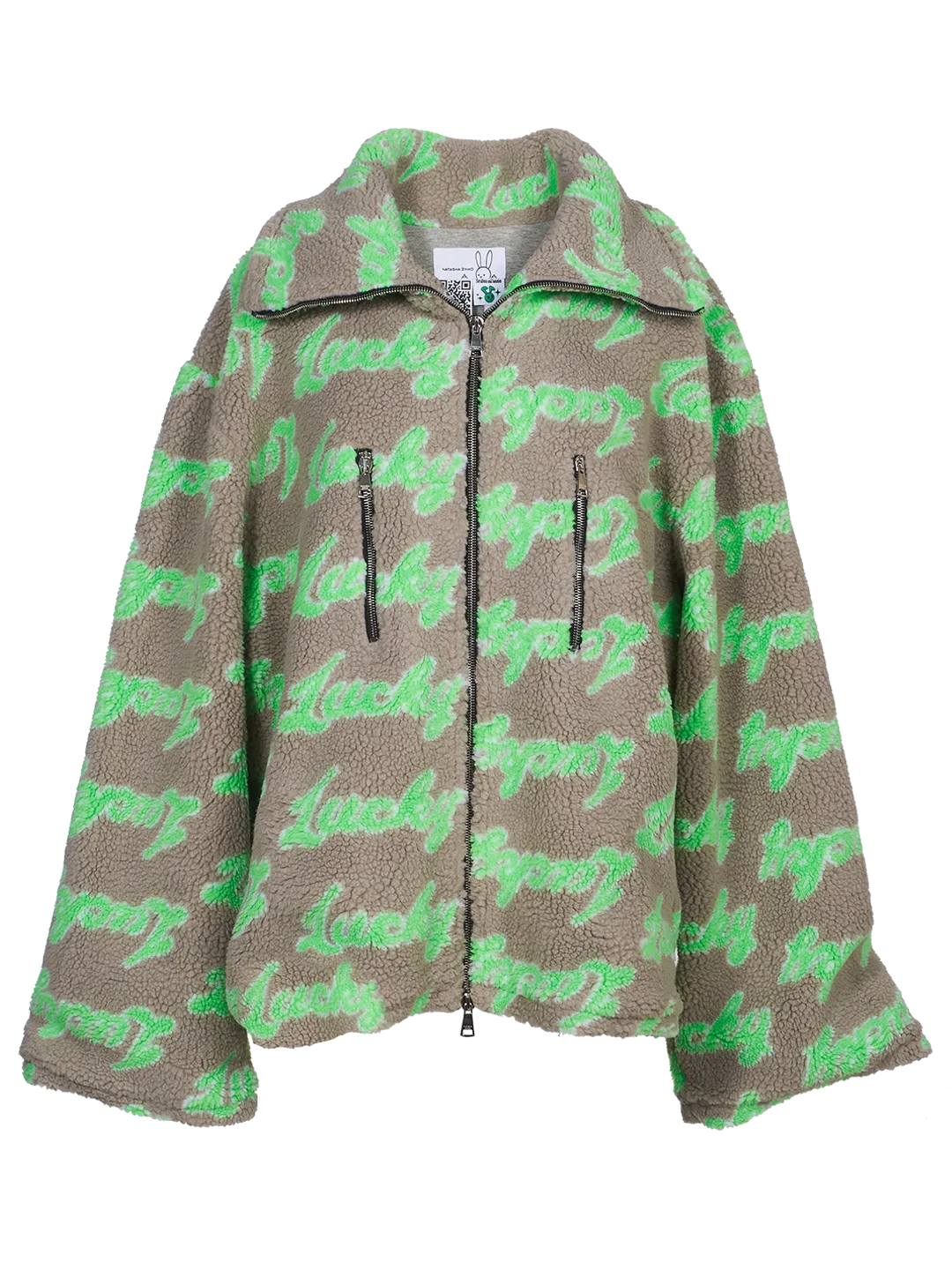 Lucky-print Fleece Zip Jacket