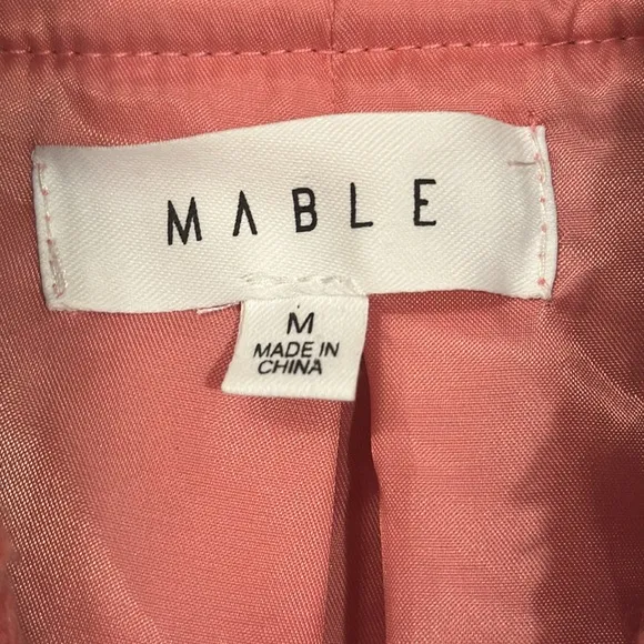 MABLE Pink Plaid Bomber Jacket Faux Fur With Pockets Size Medium