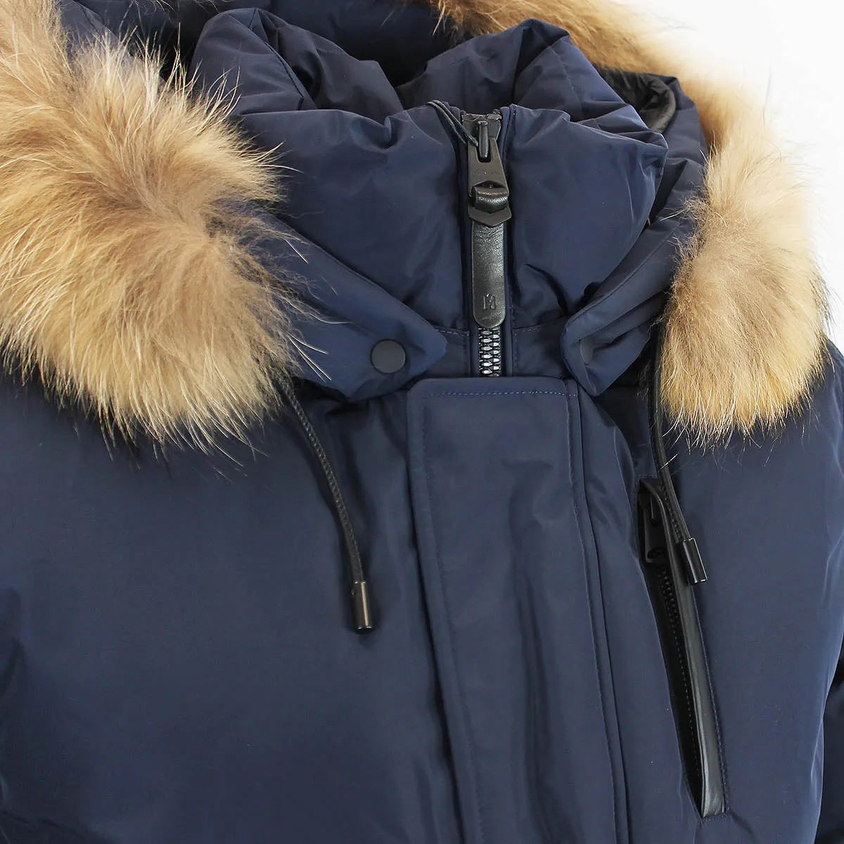 Mackage - Nathan Down Bomber Jacket with Removable Hood in Navy