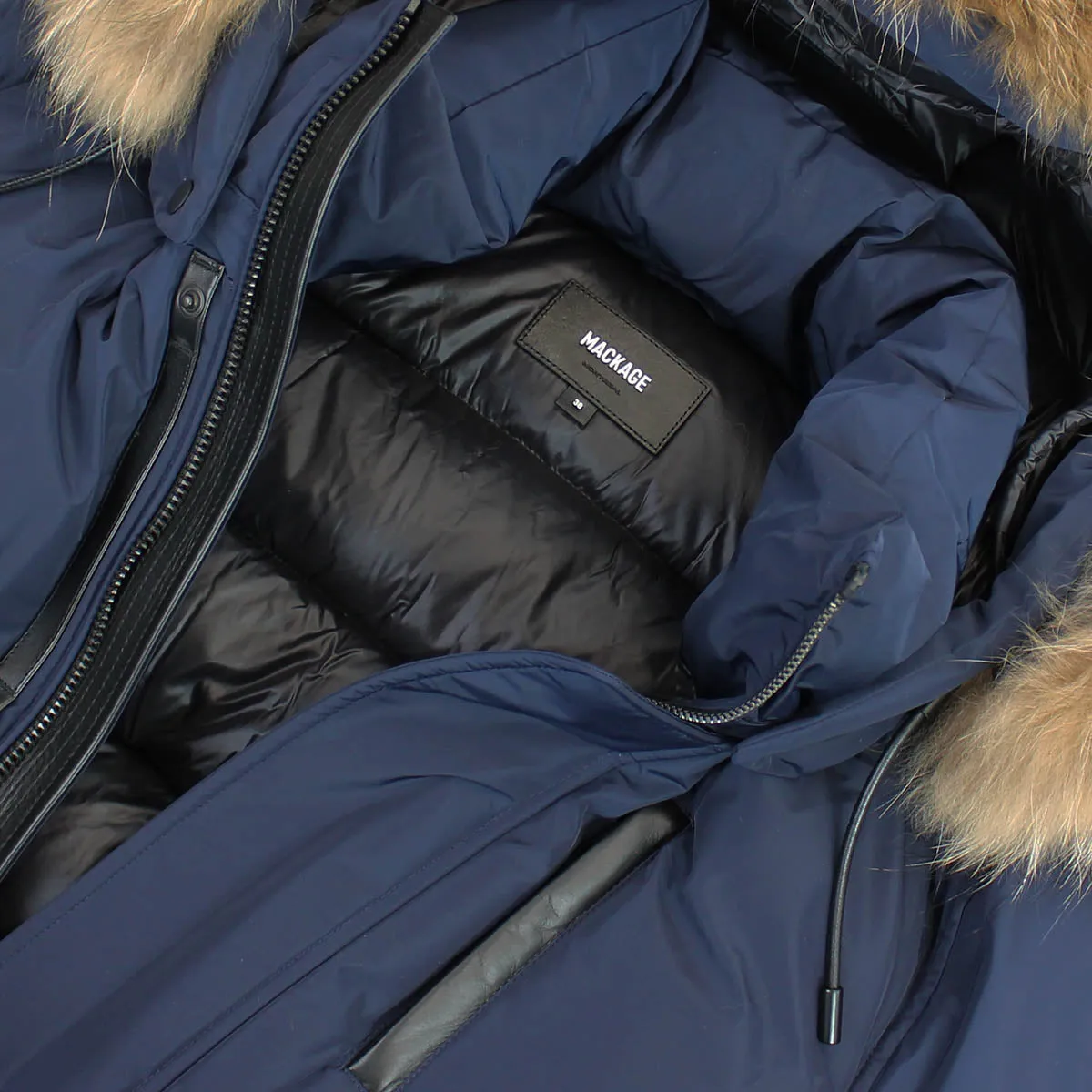 Mackage - Nathan Down Bomber Jacket with Removable Hood in Navy