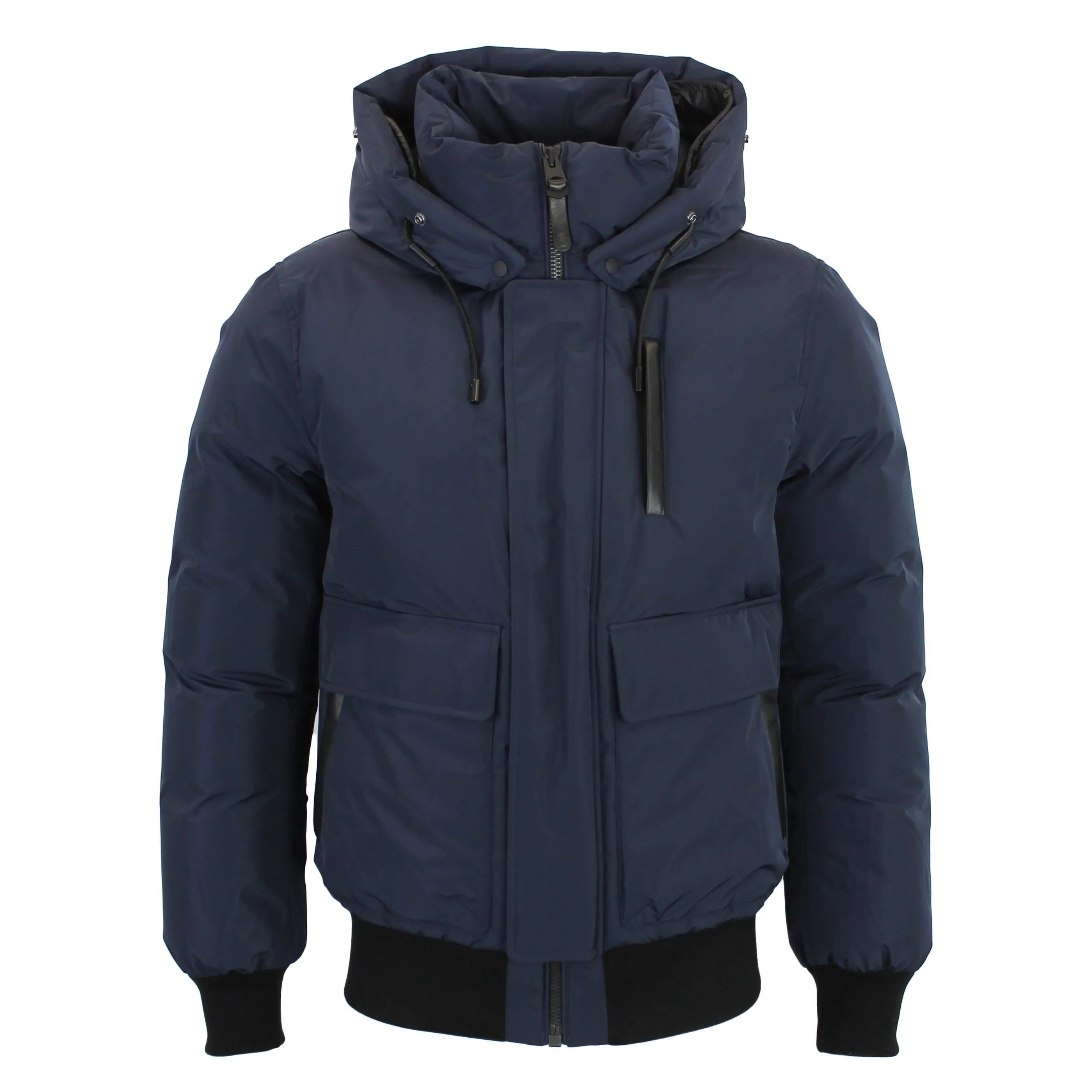 Mackage - Nathan Down Bomber Jacket with Removable Hood in Navy