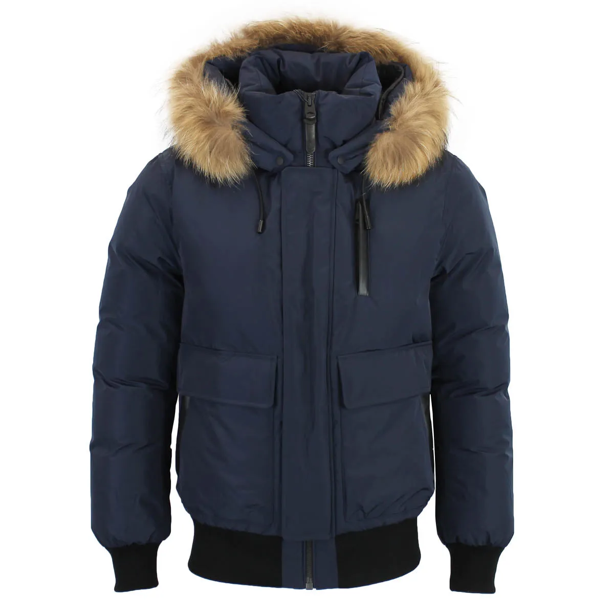 Mackage - Nathan Down Bomber Jacket with Removable Hood in Navy