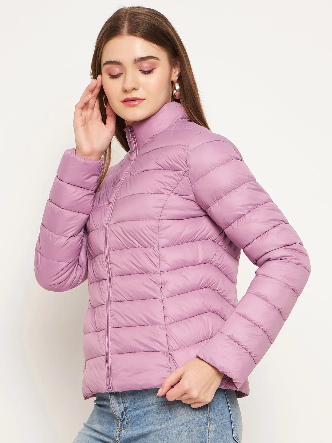 Madame Quilted Zip Pink Puffer Jacket