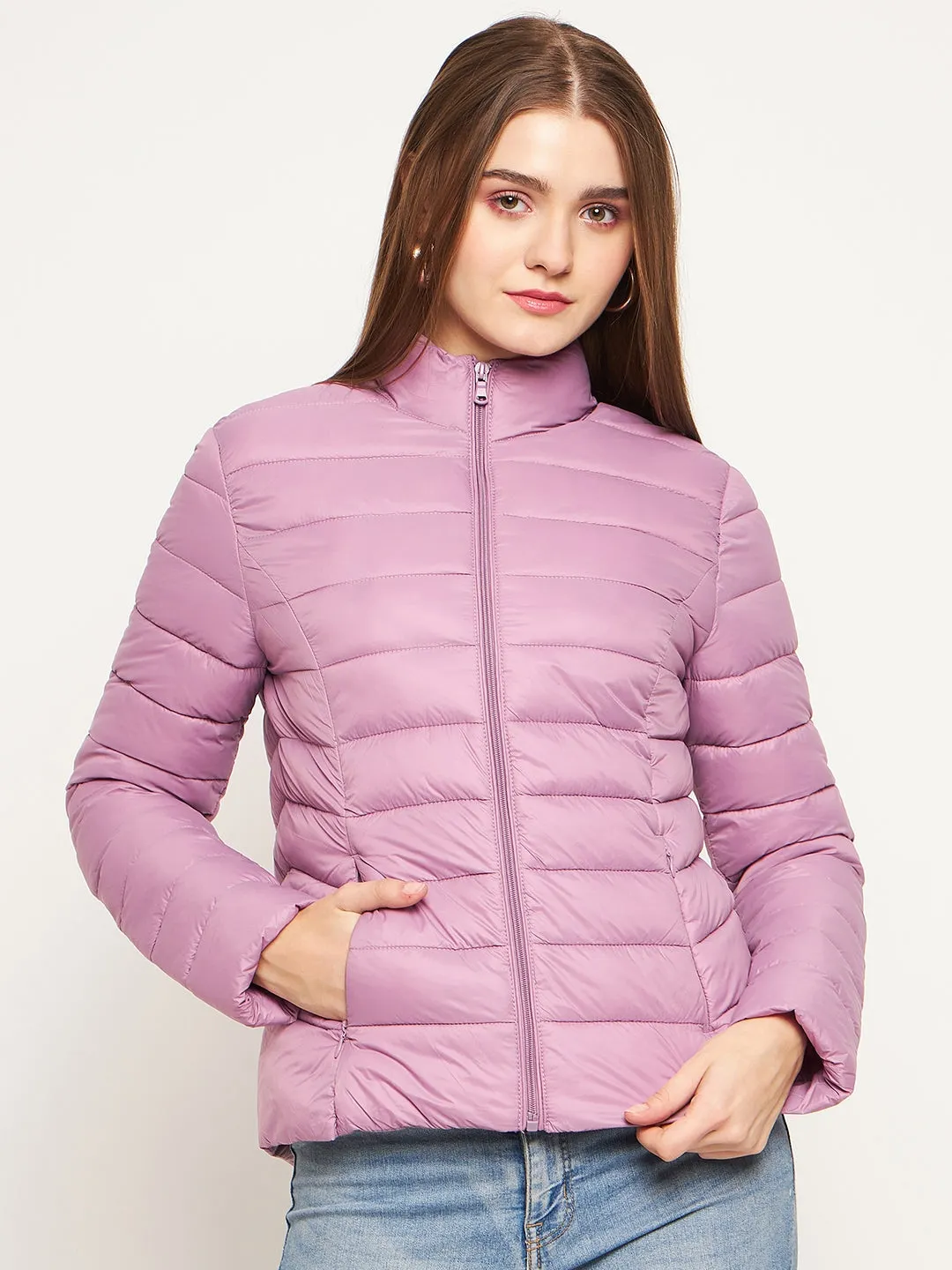 Madame Quilted Zip Pink Puffer Jacket