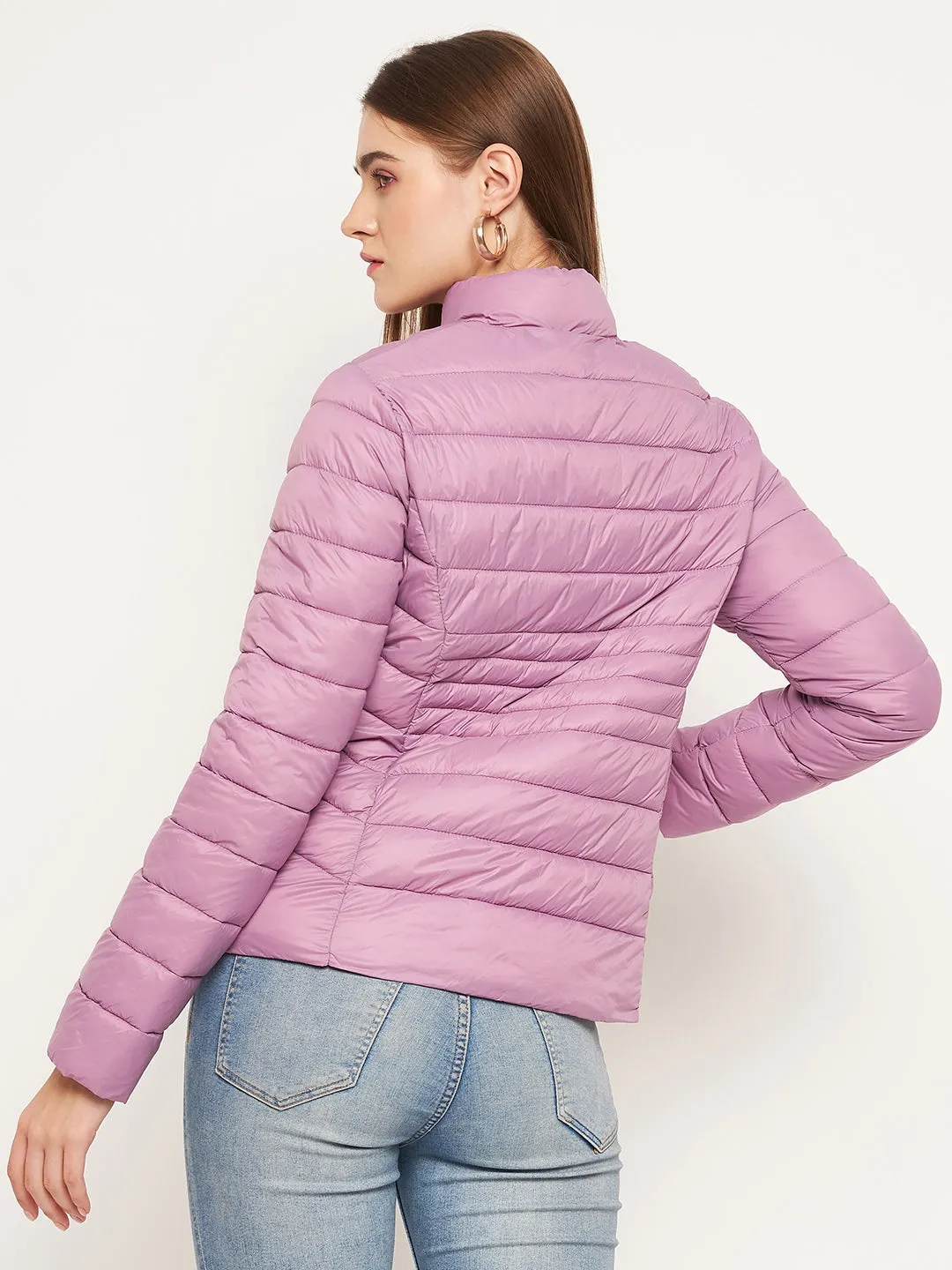 Madame Quilted Zip Pink Puffer Jacket