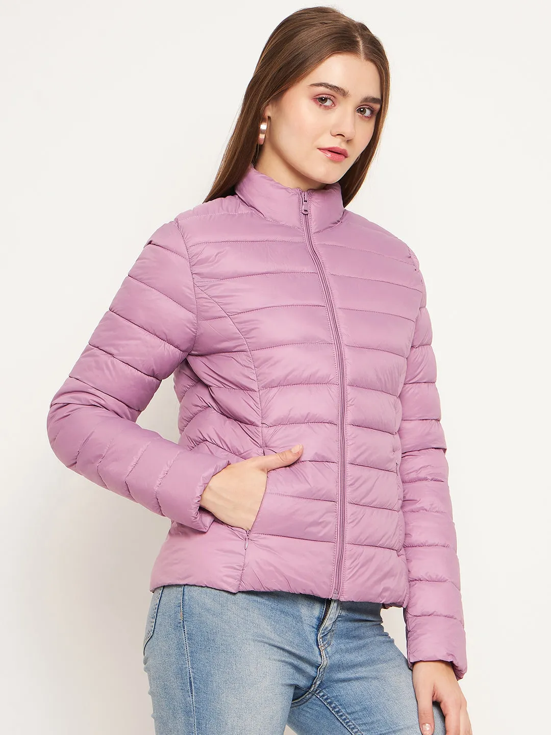 Madame Quilted Zip Pink Puffer Jacket