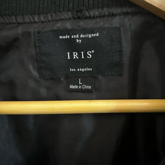 Made and designed by IRIS Black Faux Fur Bomber Jacket