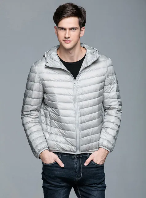 Man Winter Autumn Jacket 90% White Duck Down Jackets Men Hooded Ultra Light Down Jackets Warm Outwear Coat Parkas Outdoors