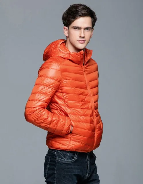 Man Winter Autumn Jacket 90% White Duck Down Jackets Men Hooded Ultra Light Down Jackets Warm Outwear Coat Parkas Outdoors