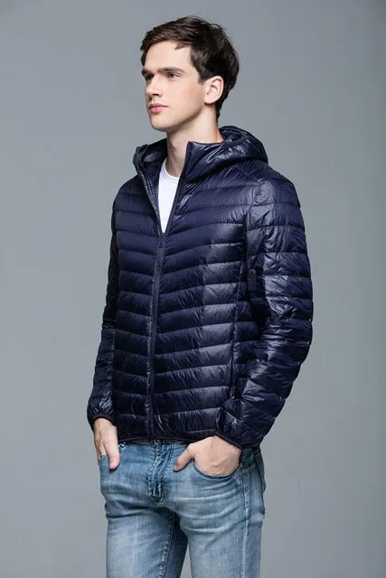 Man Winter Autumn Jacket 90% White Duck Down Jackets Men Hooded Ultra Light Down Jackets Warm Outwear Coat Parkas Outdoors