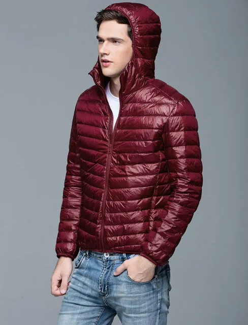 Man Winter Autumn Jacket 90% White Duck Down Jackets Men Hooded Ultra Light Down Jackets Warm Outwear Coat Parkas Outdoors
