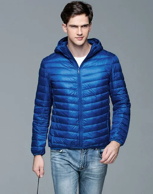 Man Winter Autumn Jacket 90% White Duck Down Jackets Men Hooded Ultra Light Down Jackets Warm Outwear Coat Parkas Outdoors