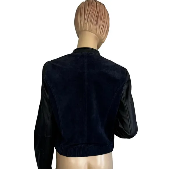 Mango Women's  ‘Cobi’ Colorblock Leather Bomber Jacket Small