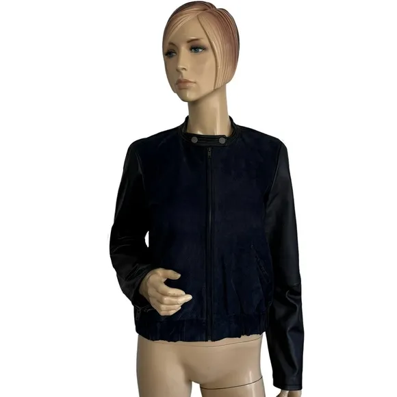 Mango Women's  ‘Cobi’ Colorblock Leather Bomber Jacket Small