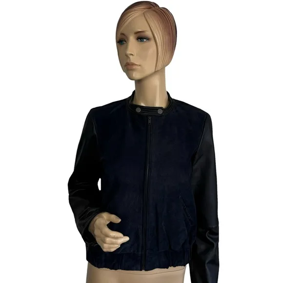 Mango Women's  ‘Cobi’ Colorblock Leather Bomber Jacket Small