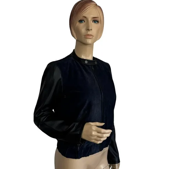 Mango Women's  ‘Cobi’ Colorblock Leather Bomber Jacket Small